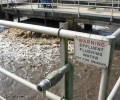 Wastewater treatment at sewer plant.